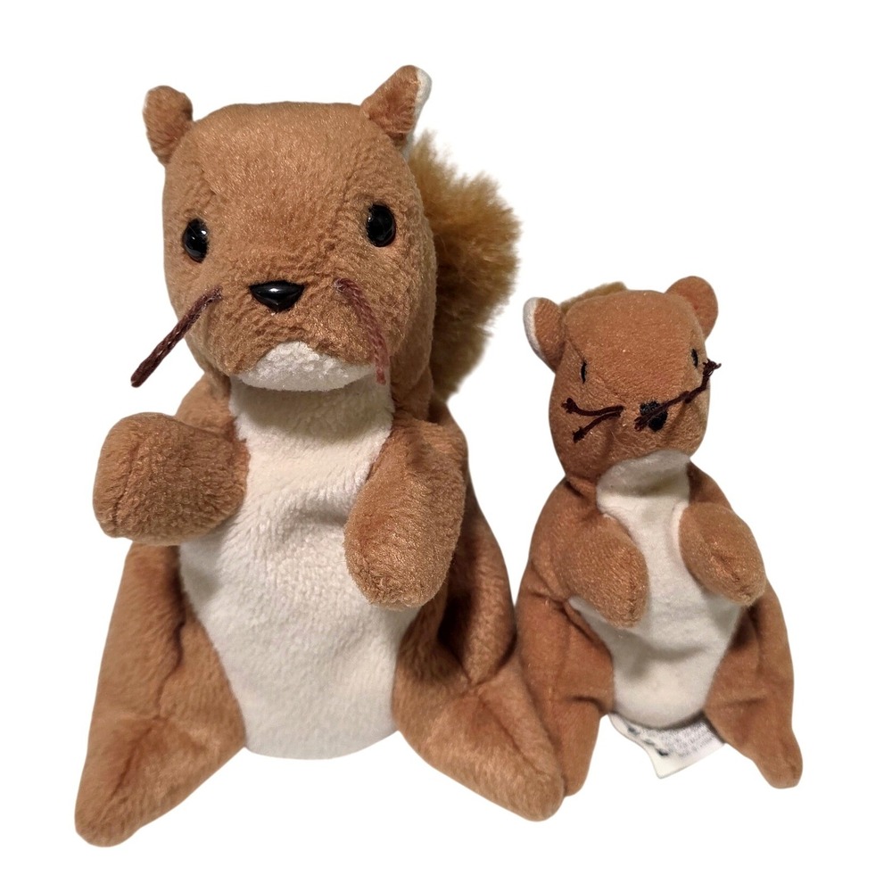 Ty Nuts the Squirrel Plush Set Kids OS Brown 1996 1993 Beanie Babies